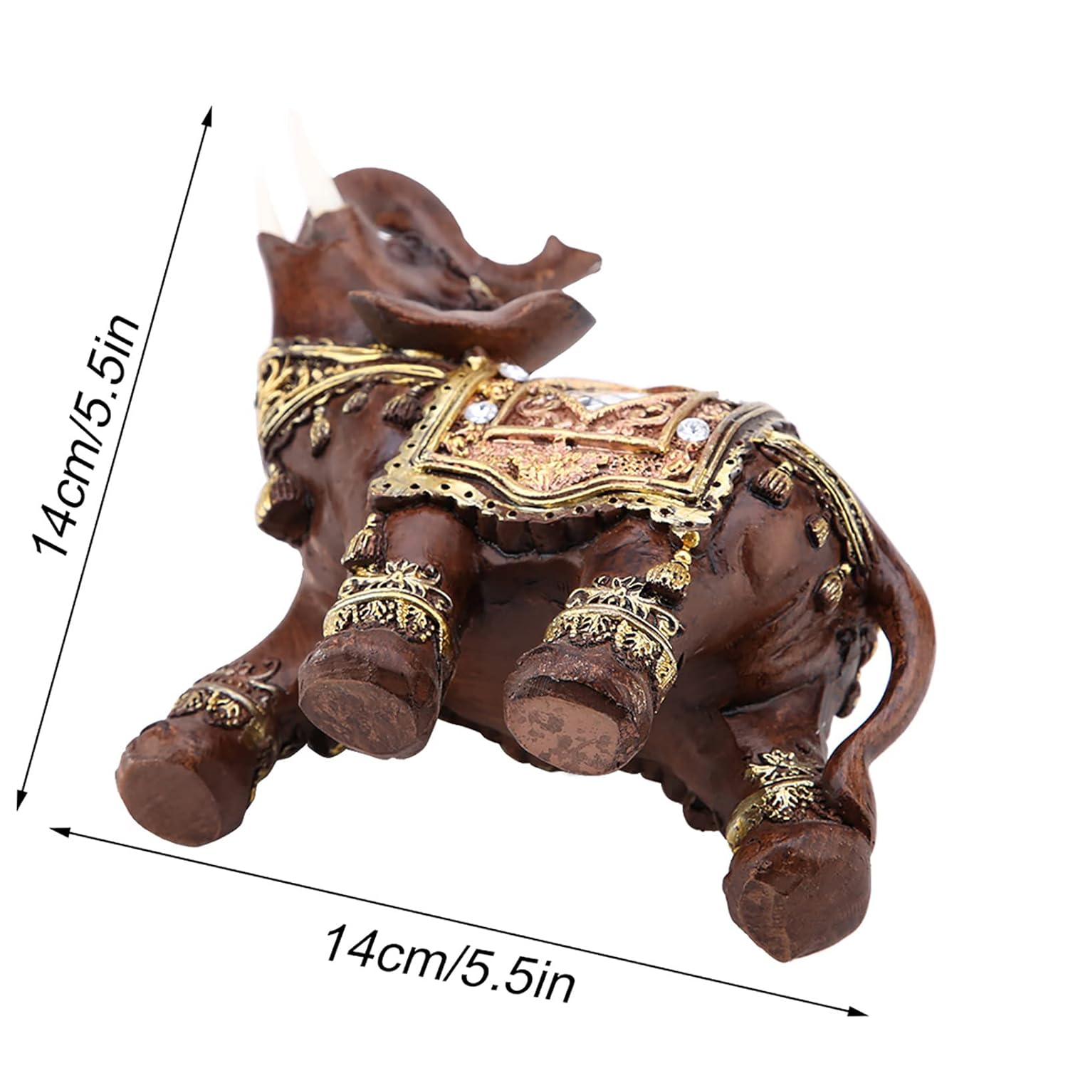 Hztyyier Good Luck Elephant Figurine: Trunk Raised Resin Statue for Wealth & Feng Shui Home Decor Gift - View 2 of 5