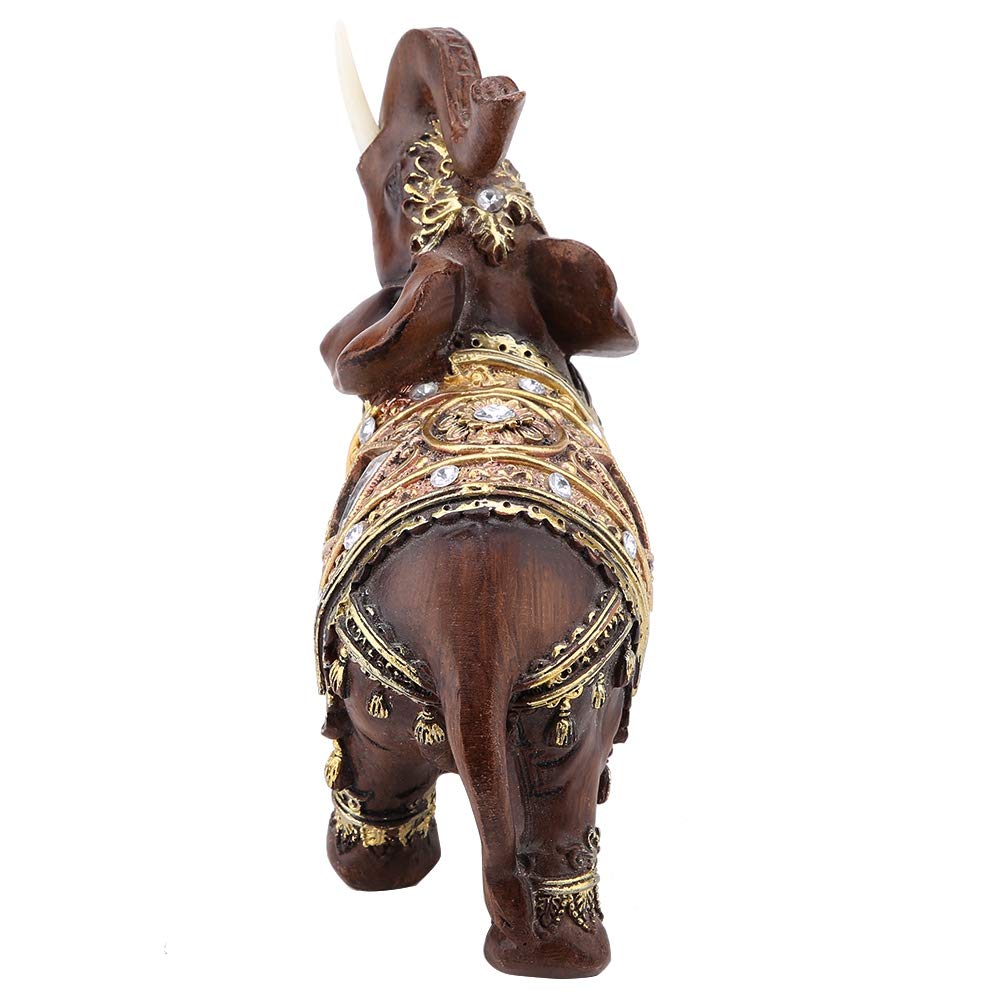 Hztyyier Good Luck Elephant Figurine: Trunk Raised Resin Statue for Wealth & Feng Shui Home Decor Gift - View 3 of 5