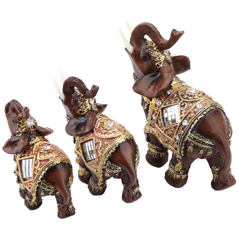 Hztyyier Good Luck Elephant Figurine: Trunk Raised Resin Statue for Wealth & Feng Shui Home Decor Gift - View 4 of 5