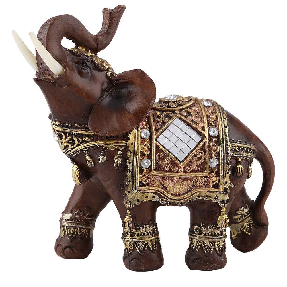 Hztyyier Good Luck Elephant Figurine: Trunk Raised Resin Statue for Wealth & Feng Shui Home Decor Gift - View 5 of 5