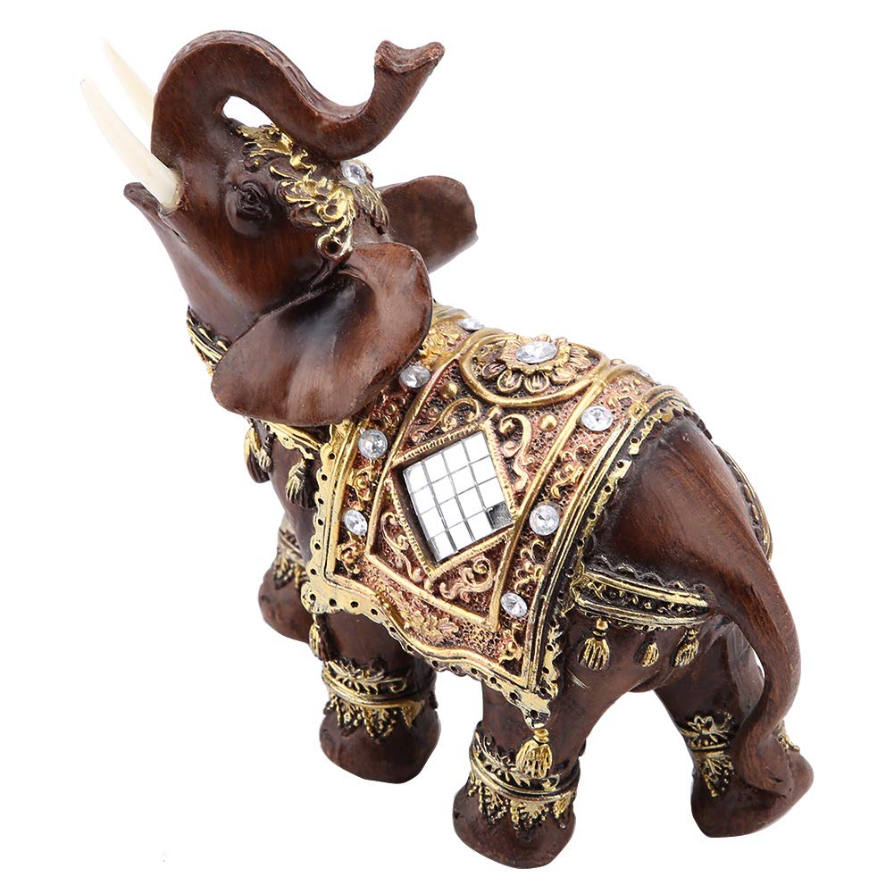 Good Luck Elephant Figurine: Trunk Raised Resin Statue for Wealth & Feng Shui Home Decor Gift
