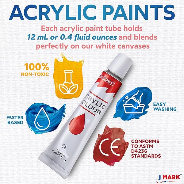 J MARK J MARK Painting Kit: Complete Acrylic Paint Set with Canvases, Brushes & Palette for Artists - View 7 of 10