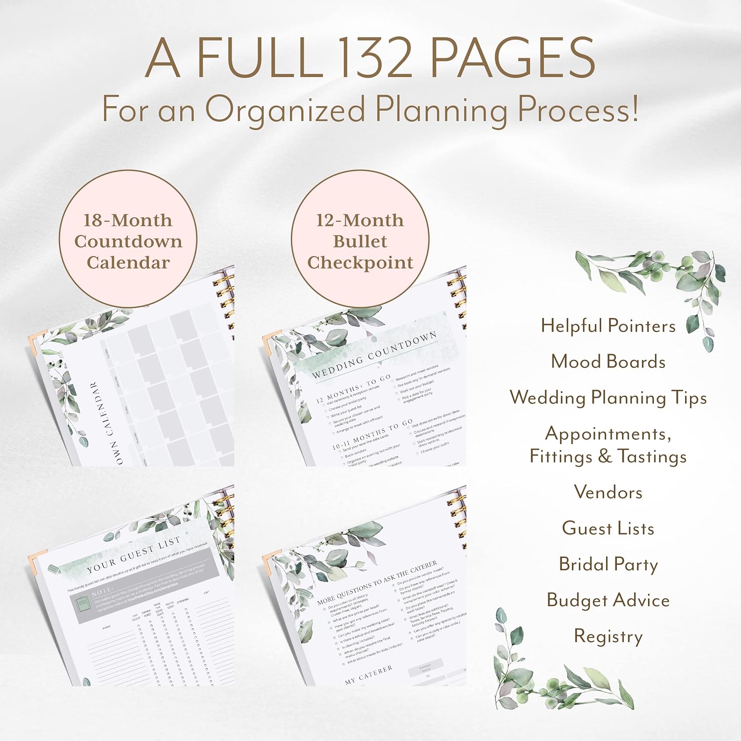 Your Perfect Day Your Perfect Day Wedding Planner Book and Organizer for Brides with Countdown Calendar Floral Design - View 4 of 9