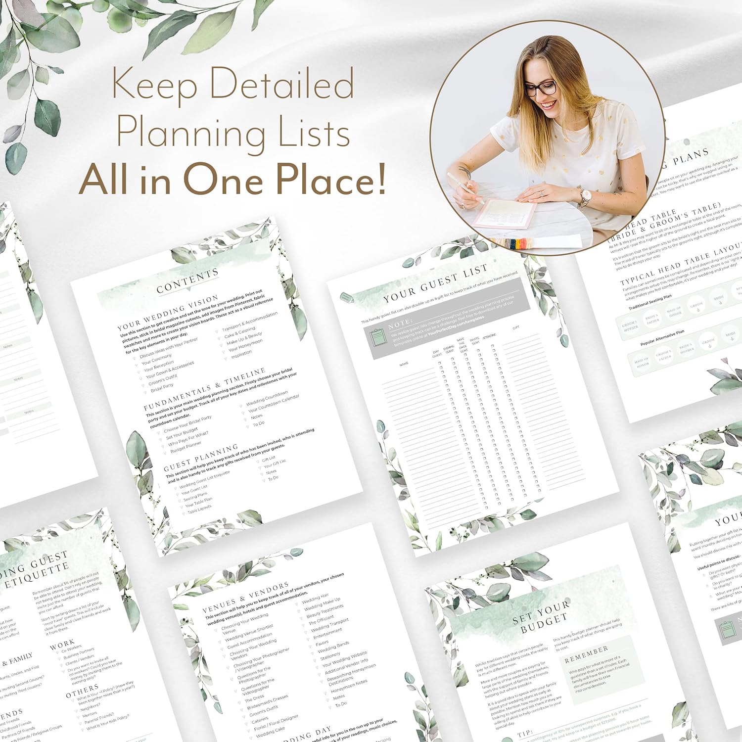Your Perfect Day Your Perfect Day Wedding Planner Book and Organizer for Brides with Countdown Calendar Floral Design - View 5 of 9