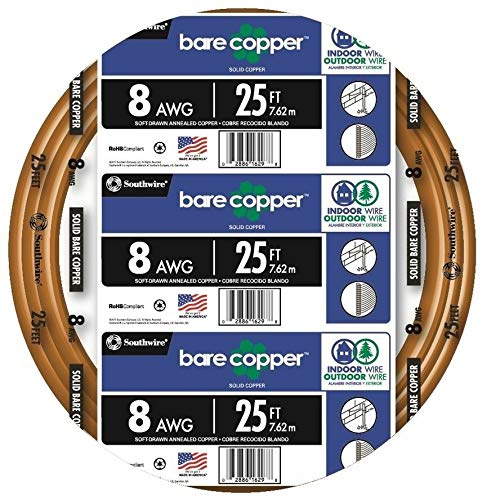 Southwire 25 ft 8 Gauge Solid SD Bare Copper Grounding Wire for Reliable Electrical Grounding Solutions