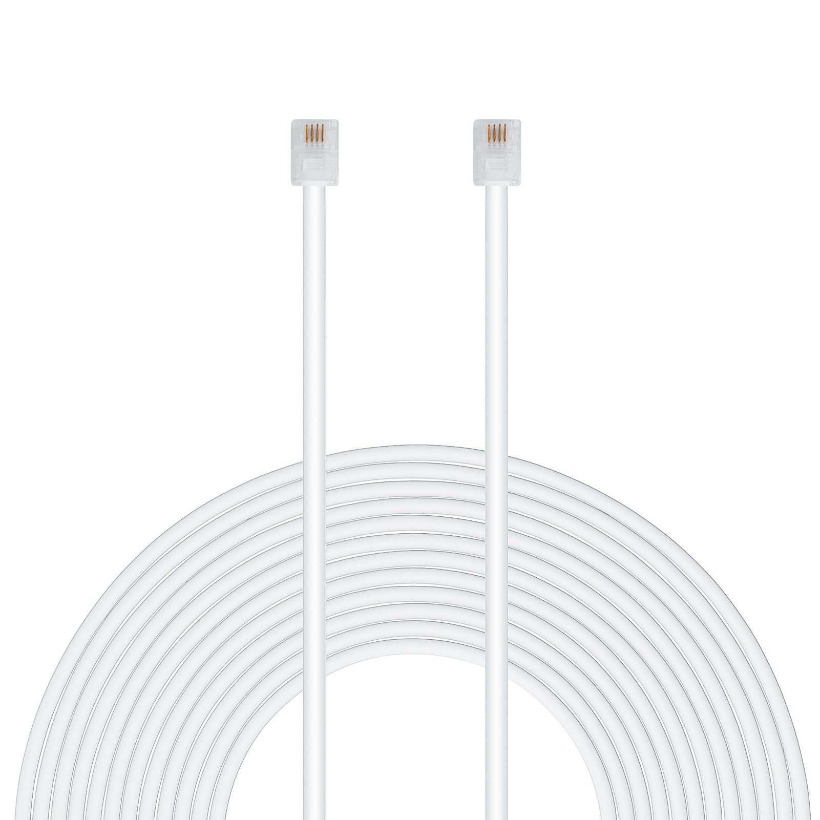 Uvital 100ft Telephone Extension Cord with RJ-11 Plugs - High-Quality Landline Cable (White, 30.5M, 1 Pack)