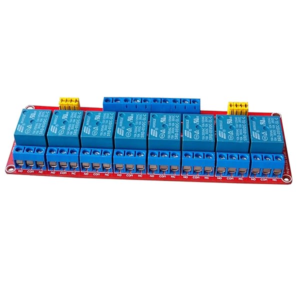 VOGURTIME VOGURTIME 8 Channel 5V Relay Module with Optocoupler Isolation for High Low Level Trigger Red Board - View 3 of 7