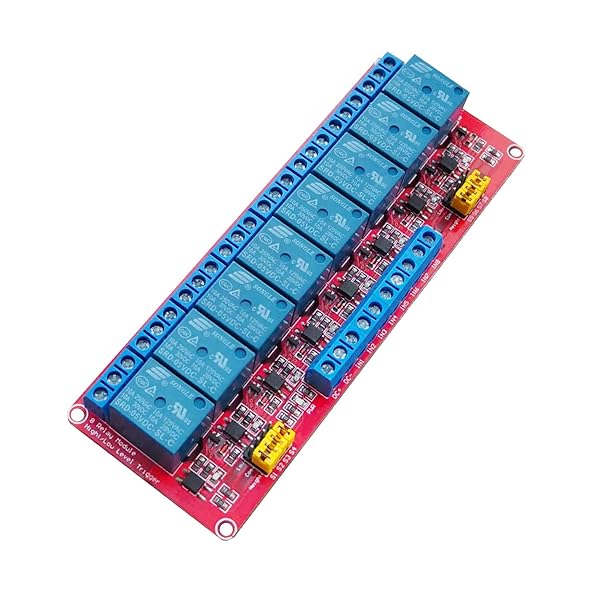 VOGURTIME VOGURTIME 8 Channel 5V Relay Module with Optocoupler Isolation for High Low Level Trigger Red Board
