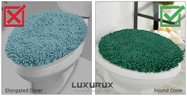 LuxUrux LuxUrux Soft Chenille Toilet Lid Cover - Machine Washable, Non-Slip, Fits Most Sizes, Gray Bathroom Decor - View 11 of 11