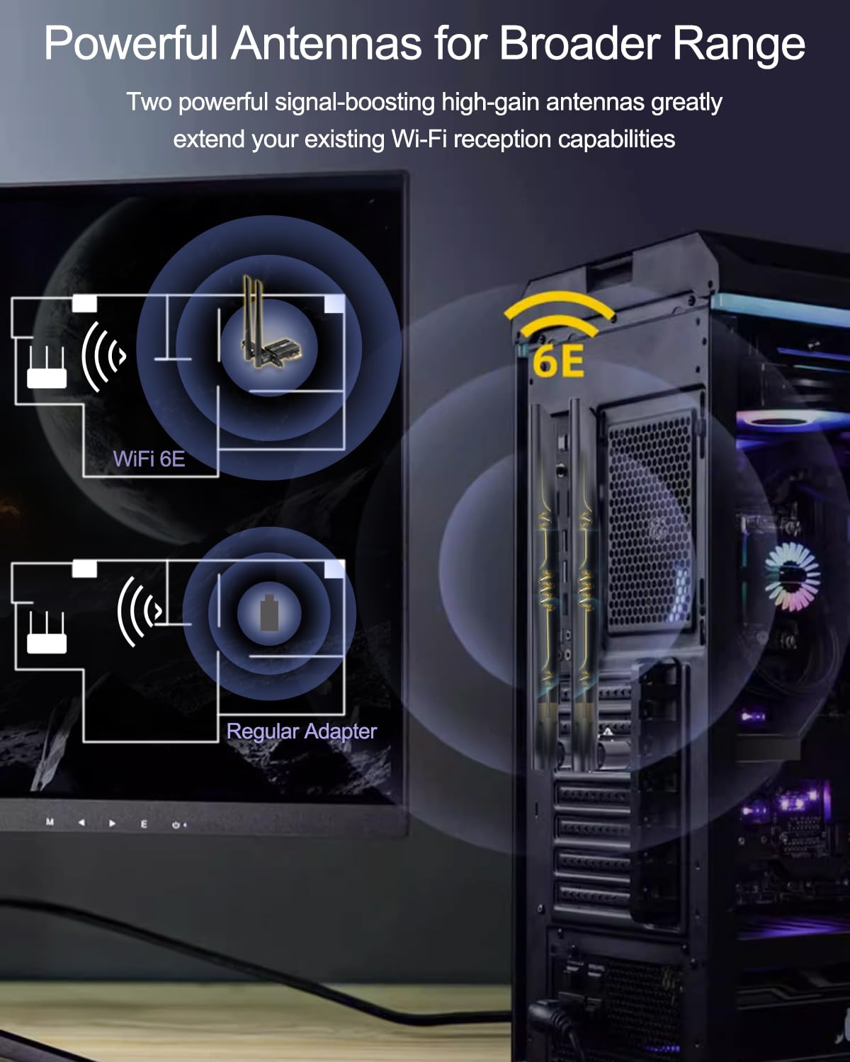 Ubit Ubit WiFi Card 6E 5400Mbps PCIe Network Card with BT 5.2 Ultra Low Latency for Windows 10 and 11 - View 6 of 8