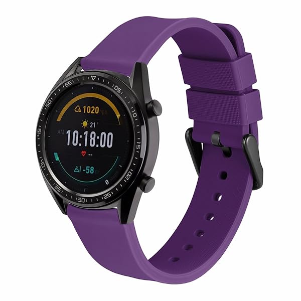 WOCCI WOCCI 18mm Silicone Watch Band Quick Release Rubber Strap with Black Stainless Steel Buckle in Purple - View 8 of 9