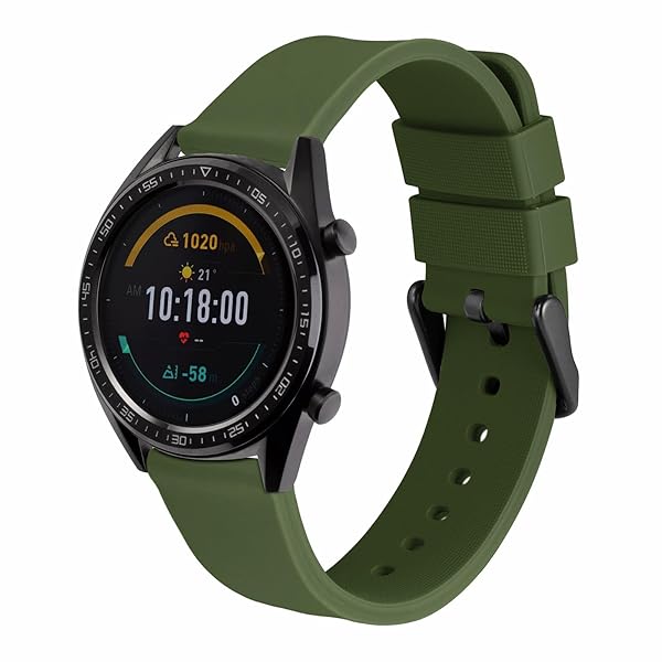 WOCCI WOCCI 22mm Silicone Watch Band Quick Release Rubber Replacement Strap Military Green with Black Stainless Steel Buckle - View 8 of 9