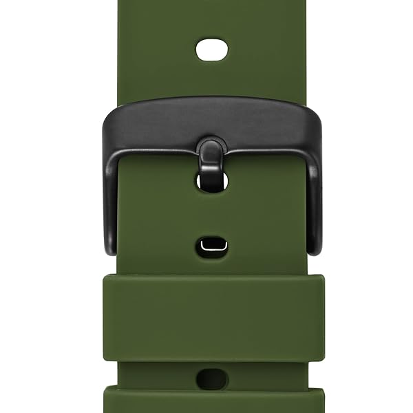 WOCCI WOCCI 22mm Silicone Watch Band Quick Release Rubber Replacement Strap Military Green with Black Stainless Steel Buckle - View 9 of 9