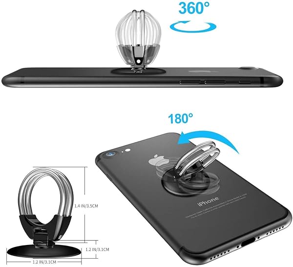 Tvoip Tvoip 2Pcs Cell Phone Ring Holder 3 in 1 Universal Stand Car Holder Finger Grip Tablet Stand Car Vent Mount Gold - View 3 of 6