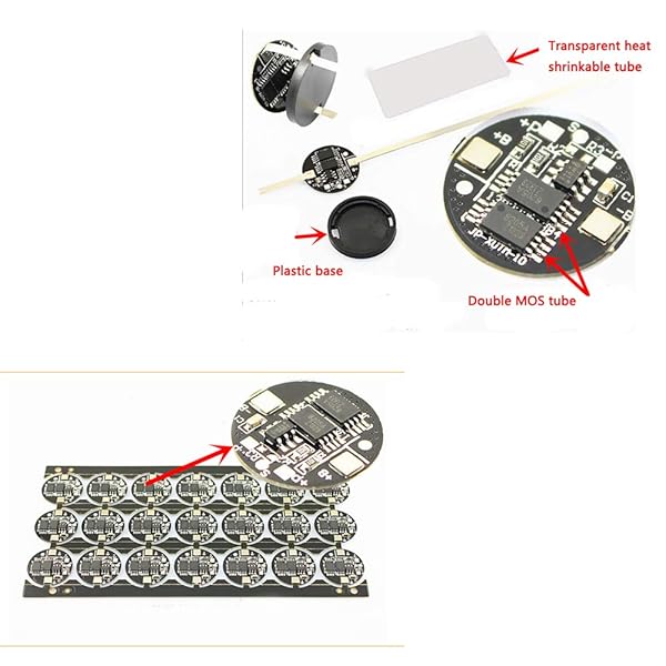 KOOBOOK KOOBOOK 5Pcs 18650 Li-ion PCB Protection Circuit Board 3.7V Battery Cell 5A Round for Safe Battery Management - View 2 of 6