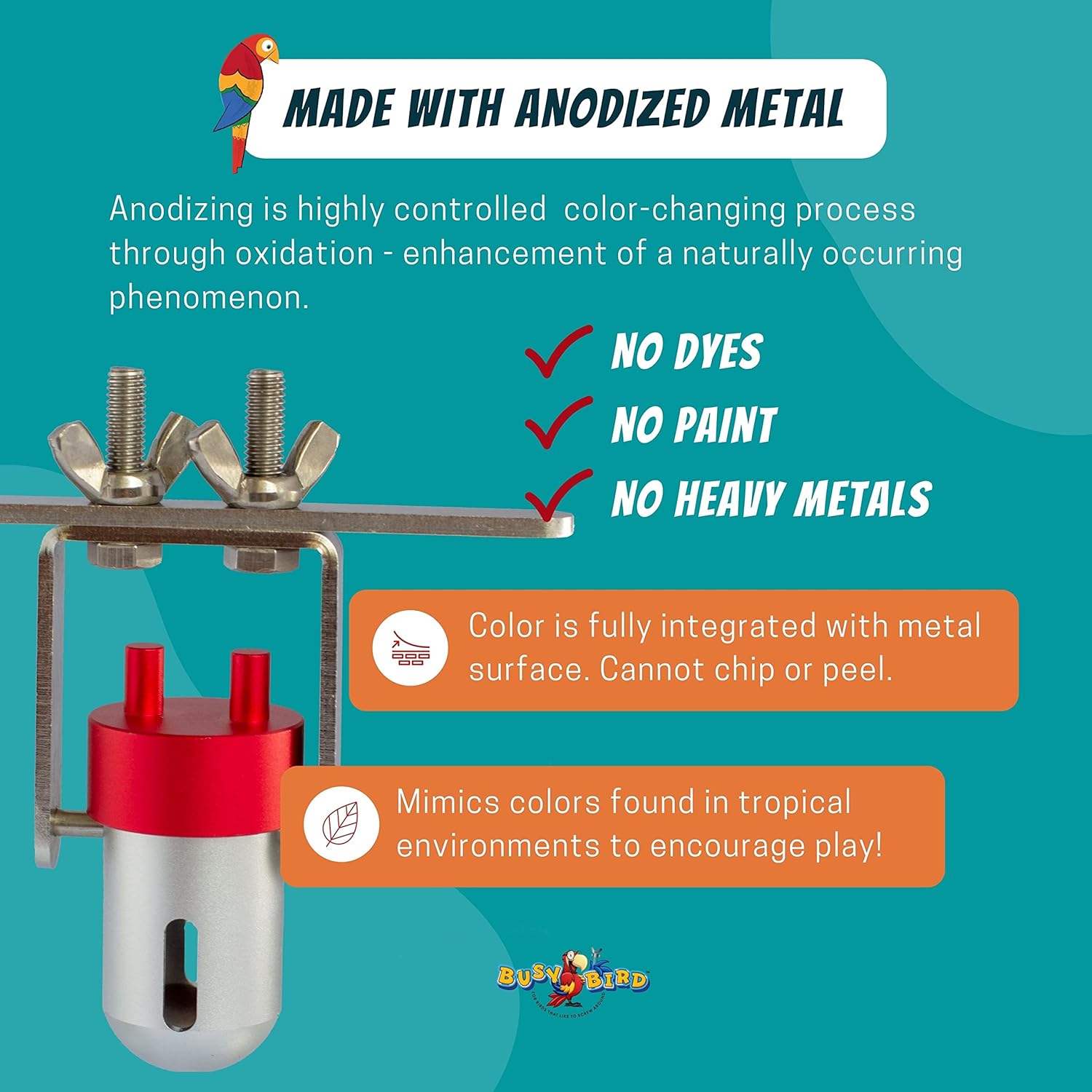 Busy Bird Goodie Gadget Foraging Bird Toy Treat Dispenser for Medium to Extra Large Birds Colorful Cage Accessories for Parrots Cockatiels and Parakeets - View 7 of 9