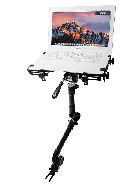 CTA Digital Laptop Vehicle Mount Â– CTA Premium Drill-Free Laptop Mount with Telescoping Height-Adjustable Arm Segments and 360-Degree Rotation Â– Compatible with Any Laptop 10.125-14.875" in Width (AUT-MFVM)