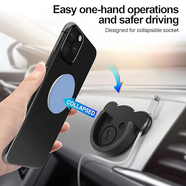 TOPGO TOPGO Cute Bear Style Socket Car Mount Phone Holder Silicone Grip Stand 3 Pack for Dashboard Home Office Kitchen Desk Wall Black - View 2 of 8