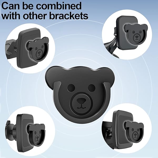 TOPGO TOPGO Cute Bear Style Socket Car Mount Phone Holder Silicone Grip Stand 3 Pack for Dashboard Home Office Kitchen Desk Wall Black - View 3 of 8