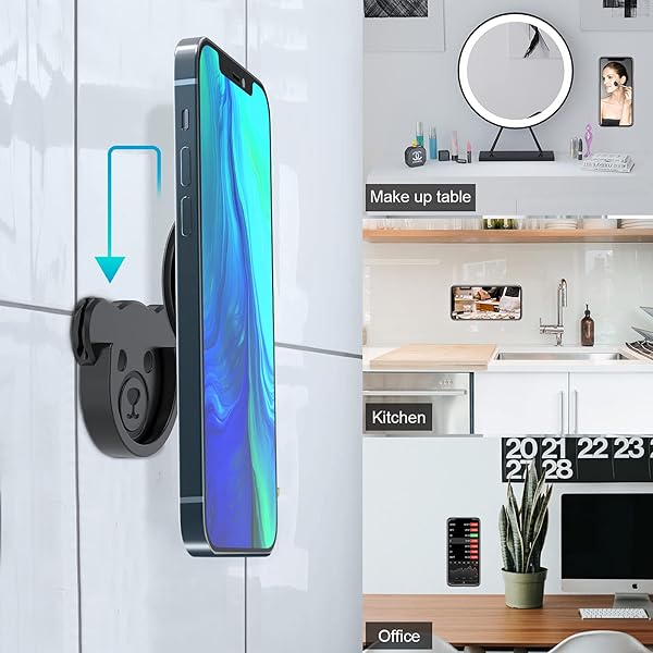 TOPGO TOPGO Cute Bear Style Socket Car Mount Phone Holder Silicone Grip Stand 3 Pack for Dashboard Home Office Kitchen Desk Wall Black - View 4 of 8