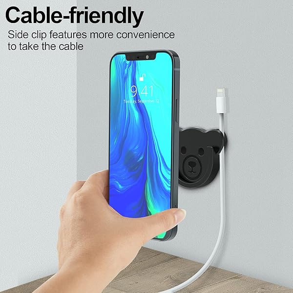 TOPGO TOPGO Cute Bear Style Socket Car Mount Phone Holder Silicone Grip Stand 3 Pack for Dashboard Home Office Kitchen Desk Wall Black - View 5 of 8