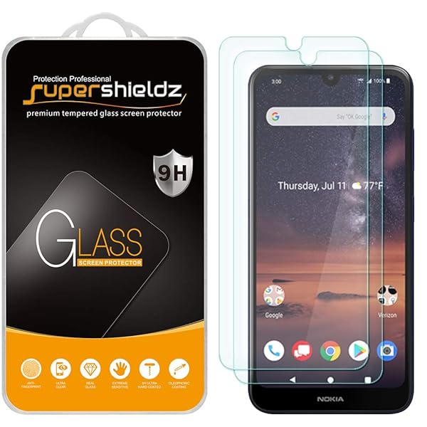 Supershieldz 2 Pack Tempered Glass Screen Protector for Nokia 3V Anti Scratch Bubble Free