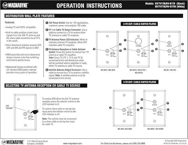 Magnadyne Magnadyne TV-X Omni Directional Amplified TV AM FM Antenna and Distribution Plate White for Enhanced Signal Reception - View 7 of 7