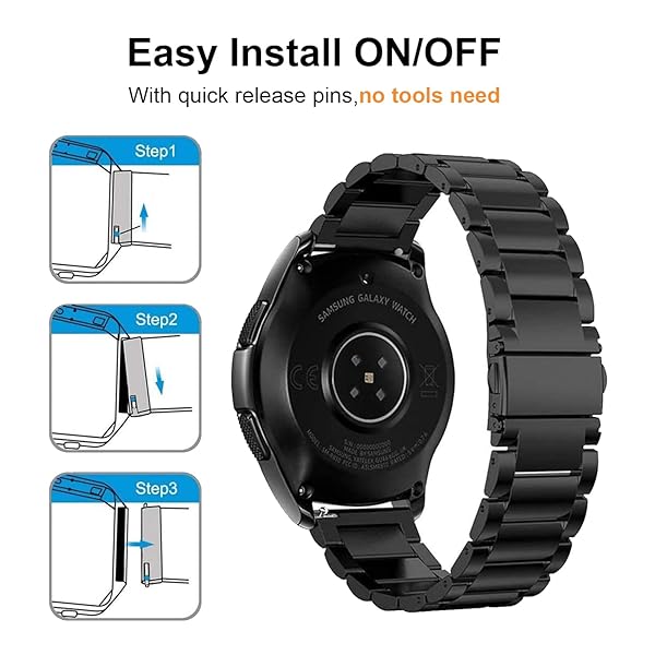 valkit Valkit 22mm Stainless Steel Bands for Samsung Galaxy Watch 46mm Gear S3 Classic and Gear 2 Pack Sliver Black for Men Women - View 5 of 7