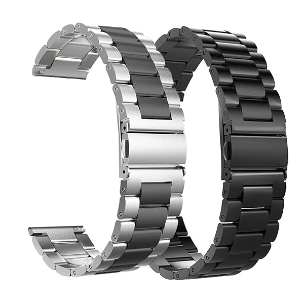 valkit Valkit 22mm Stainless Steel Bands for Samsung Galaxy Watch 46mm Gear S3 Classic and Gear 2 Pack Sliver Black for Men Women