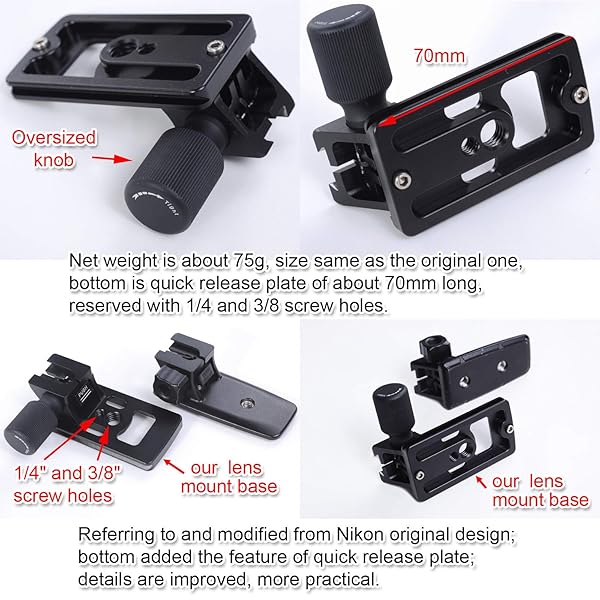 iShoot iShoot Replacement Lens Foot for Nikon Nikkor AF-S 70-200mm f2.8E FL ED VR and AF-S 500mm f5.6E PF ED VR Quick Release Plate - View 5 of 11