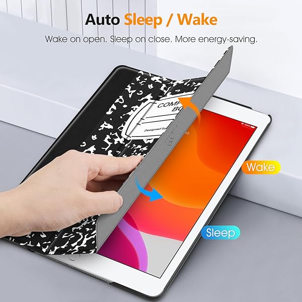 FINTIE Fintie Lightweight Slim Case for iPad 7th Generation 10.2 Inch 2019 with Auto Wake Sleep Feature and Hard Back Cover in Composition Book Black - View 2 of 8