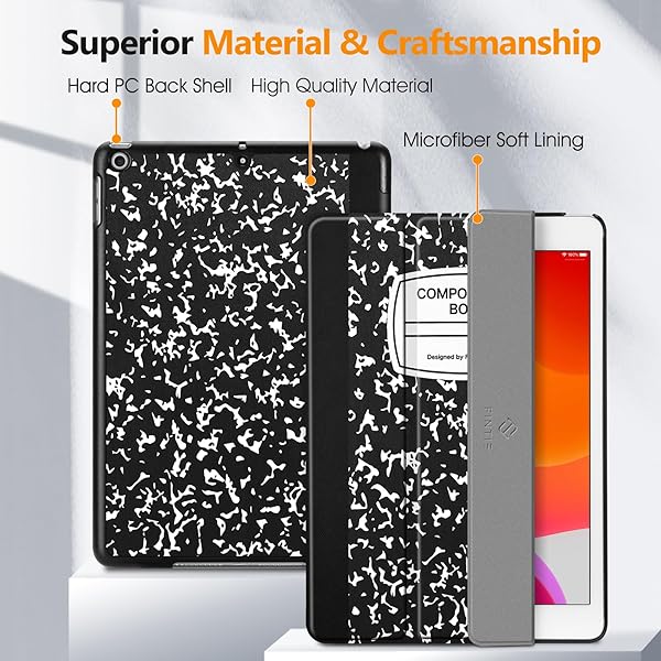 FINTIE Fintie Lightweight Slim Case for iPad 7th Generation 10.2 Inch 2019 with Auto Wake Sleep Feature and Hard Back Cover in Composition Book Black - View 5 of 8