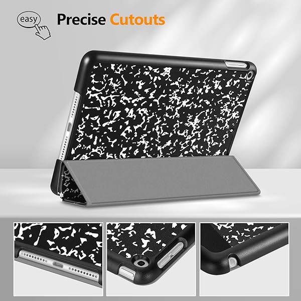 FINTIE Fintie Lightweight Slim Case for iPad 7th Generation 10.2 Inch 2019 with Auto Wake Sleep Feature and Hard Back Cover in Composition Book Black - View 7 of 8