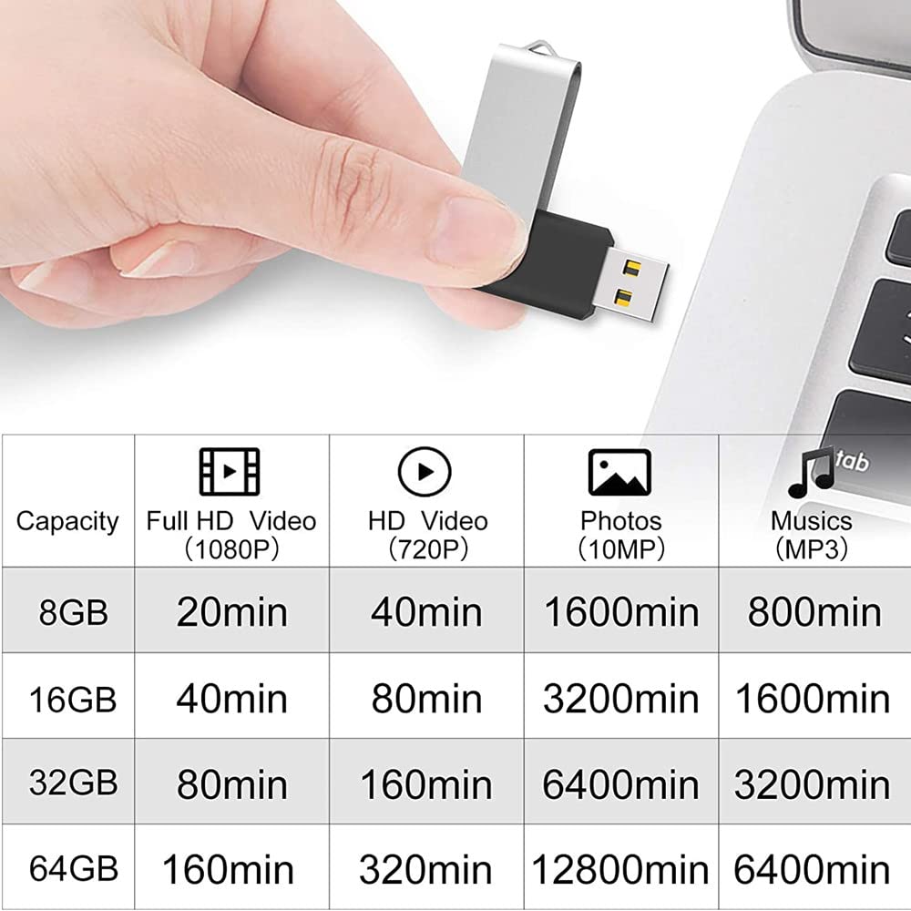 Maspen 2 Pack 64GB USB Flash Drive - USB 2.0 Swivel Thumb Drives for Easy Storage - Black Memory Stick - View 3 of 7