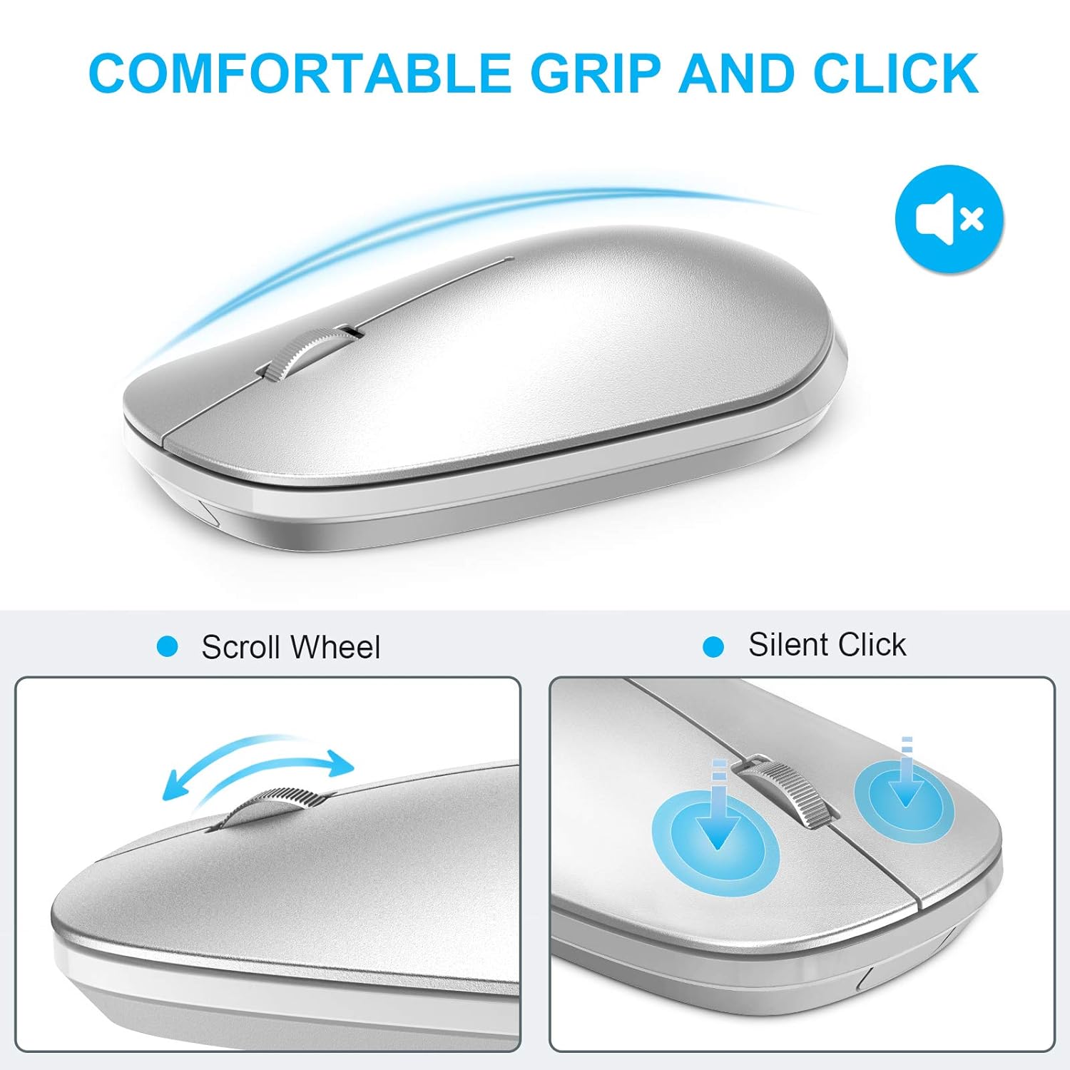 SPARIN SPARIN Wireless Keyboard & Mouse Combo for iPad Pro M4, Air M2, 10th-8th Gen - Silver White - View 4 of 8