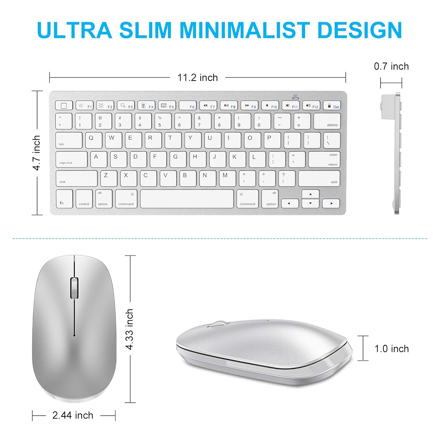 SPARIN SPARIN Wireless Keyboard & Mouse Combo for iPad Pro M4, Air M2, 10th-8th Gen - Silver White - View 5 of 8