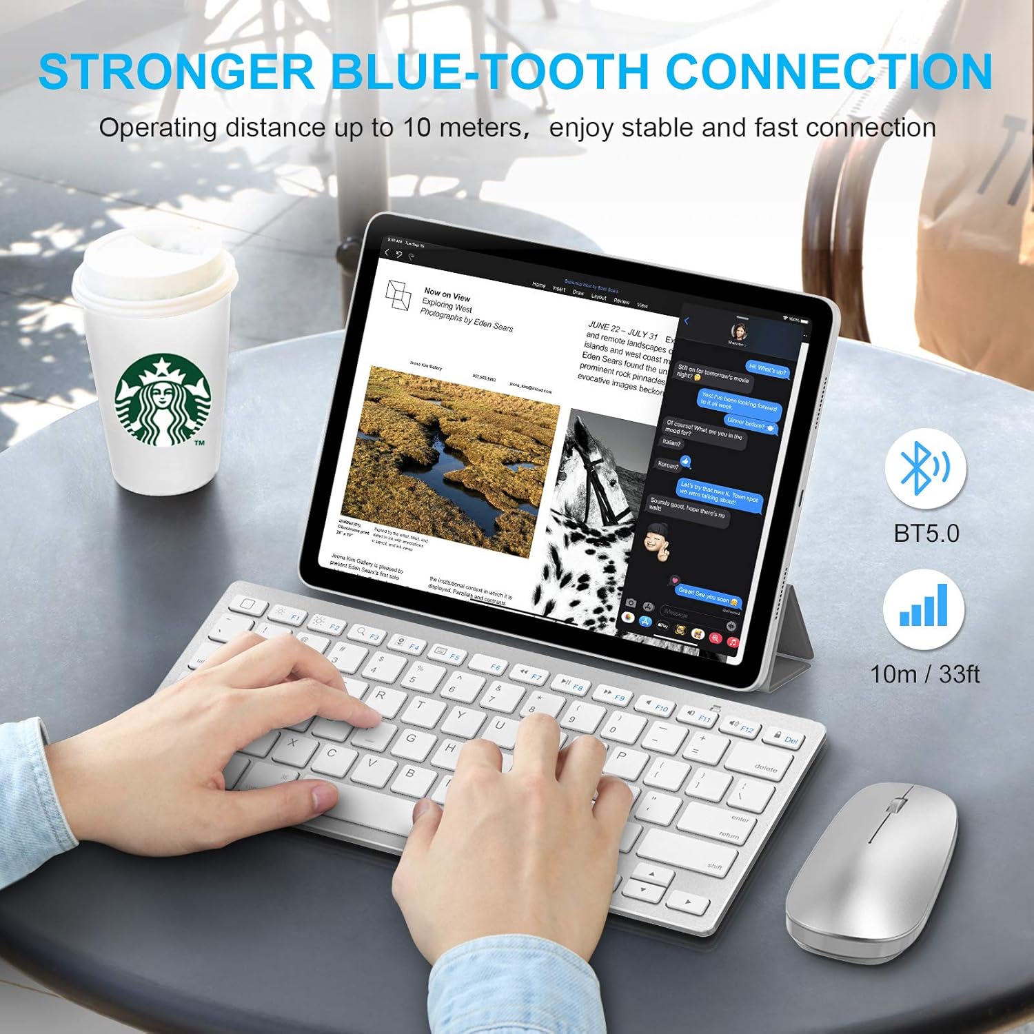 SPARIN SPARIN Wireless Keyboard & Mouse Combo for iPad Pro M4, Air M2, 10th-8th Gen - Silver White - View 8 of 8