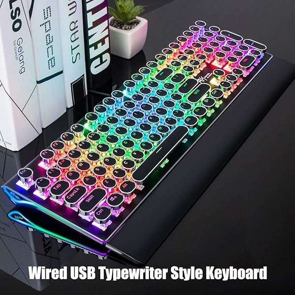 RK ROYAL KLUDGE RK ROYAL KLUDGE S108: Retro Mechanical Gaming Keyboard with RGB Backlight & Detachable Wrist Rest - Perfect for Typing & Gaming - View 3 of 9