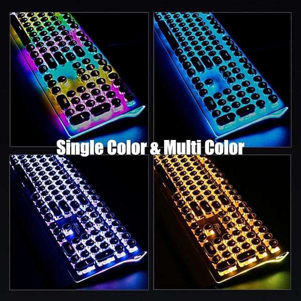 RK ROYAL KLUDGE RK ROYAL KLUDGE S108: Retro Mechanical Gaming Keyboard with RGB Backlight & Detachable Wrist Rest - Perfect for Typing & Gaming - View 7 of 9