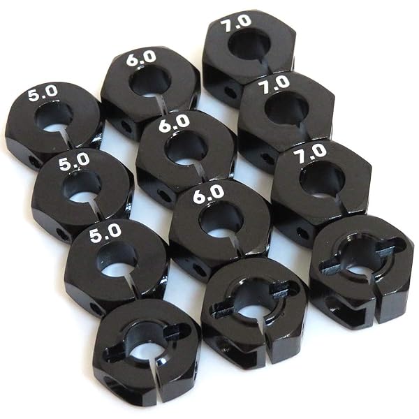 hobbysoul RC Aluminum Wheel Hub Clamp 5mm 6mm 7mm Black for 1/10 RC Car Hex 12mm Wheels Rim