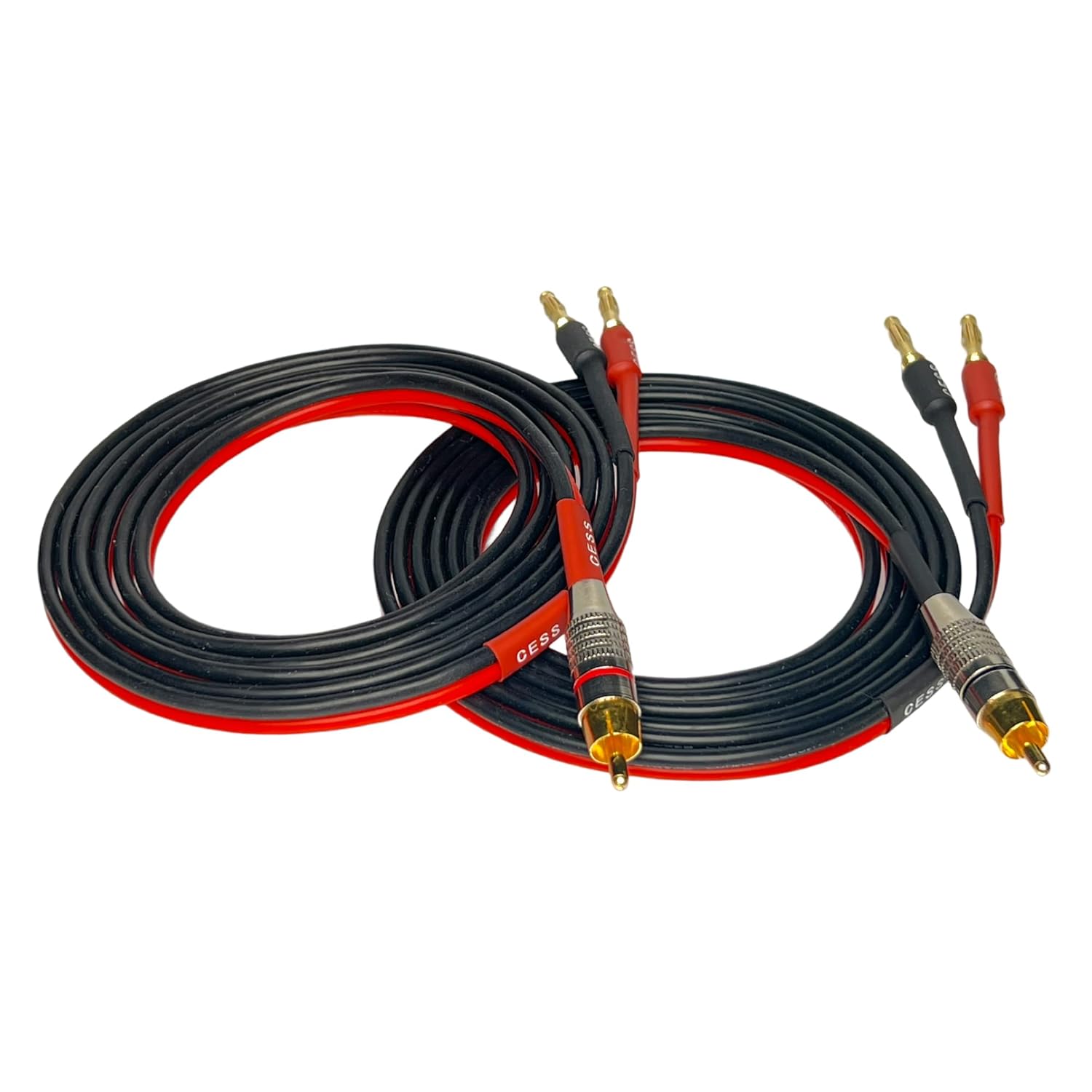 CNCESS CESS-024-6f Speaker Cable: 6ft RCA to 4mm Banana Plug, Pure Copper, Gold-Plated, 14AWG Soft Silicone Rubber - View 6 of 9