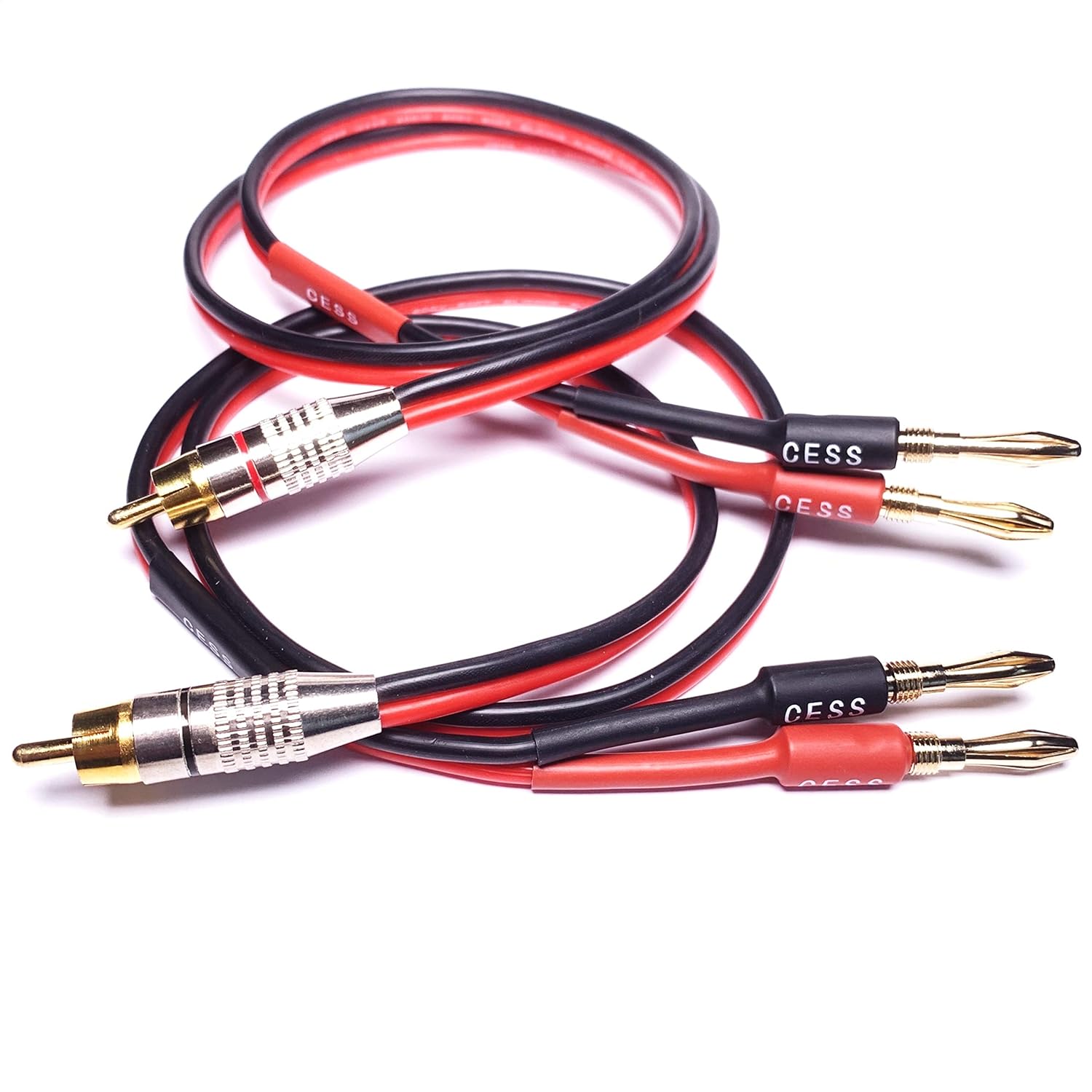 CNCESS CESS-024-6f Speaker Cable: 6ft RCA to 4mm Banana Plug, Pure Copper, Gold-Plated, 14AWG Soft Silicone Rubber - View 7 of 9