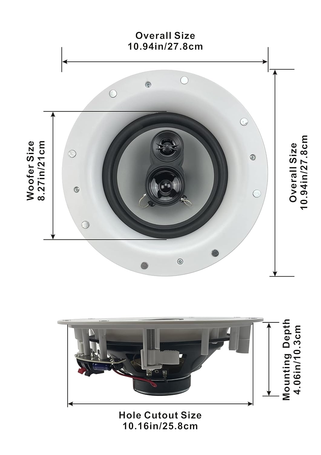 Acoustic Audio by Goldwood Acoustic Audio by Goldwood CSIC84 Frameless In Ceiling Speakers 8 Inch Woofers White Pair - View 2 of 6