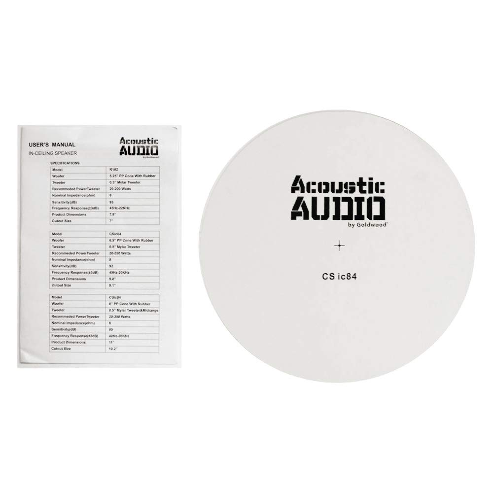 Acoustic Audio by Goldwood Acoustic Audio by Goldwood CSIC84 Frameless In Ceiling Speakers 8 Inch Woofers White Pair - View 6 of 6