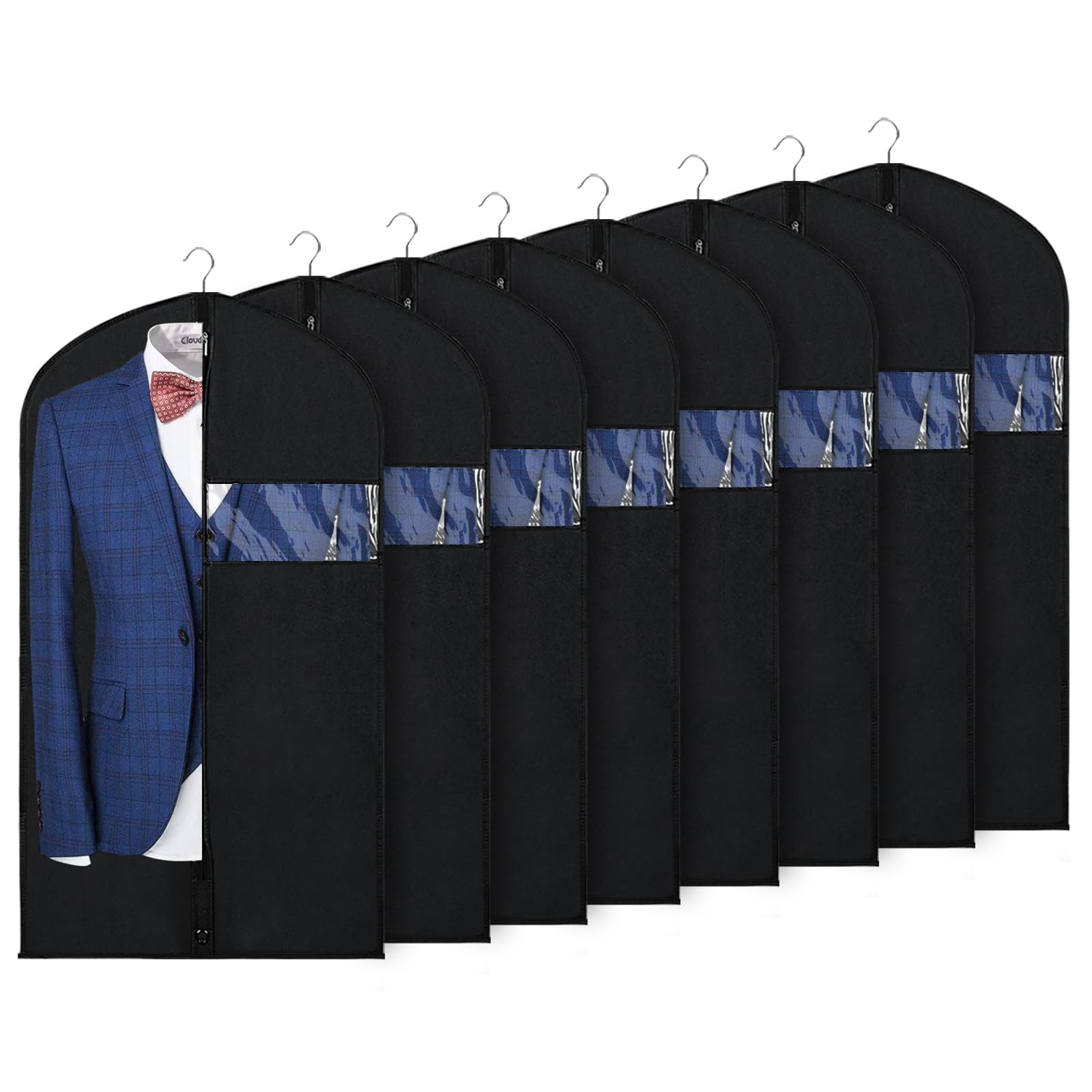 Syeeiex Syeeiex 40 Inch Garment Bags Set of 8 for Hanging Clothes Storage Suit Covers for Suits Shirts T Shirts and Jackets Black