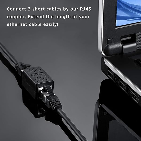DEFACE DEFACE RJ45 Coupler Cable Cat8 Cat7 Cat6 Cat5e Female to Female Ethernet Adapter 10 Pack Black - View 4 of 9