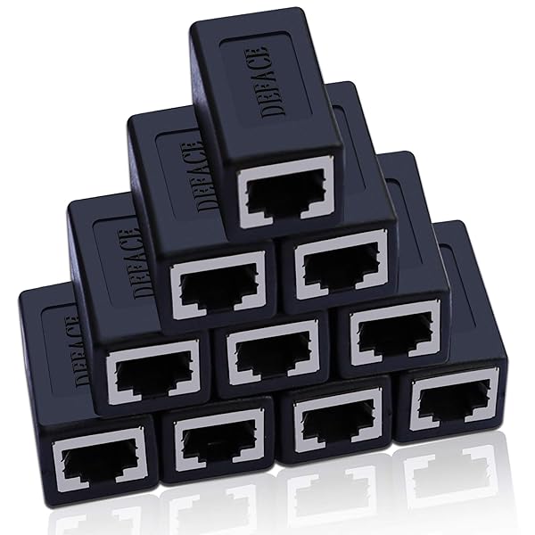 DEFACE DEFACE RJ45 Coupler Cable Cat8 Cat7 Cat6 Cat5e Female to Female Ethernet Adapter 10 Pack Black - View 2 of 9