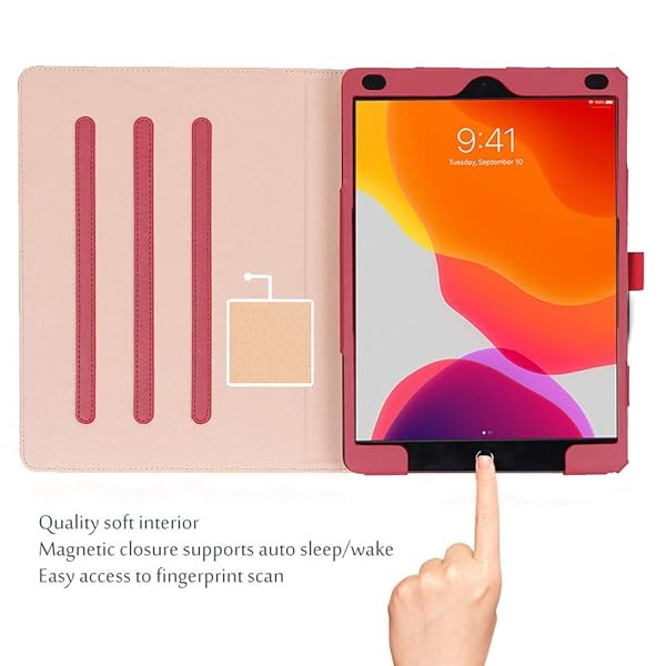 ProCase ProCase Leather Vintage Stand Folio Cover for 2019 iPad 10.2 Inch 7th Generation Protective Case Red - View 3 of 8