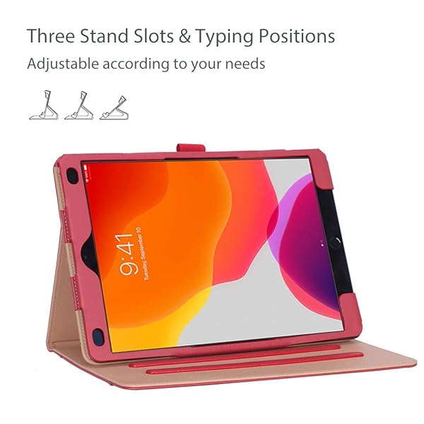 ProCase ProCase Leather Vintage Stand Folio Cover for 2019 iPad 10.2 Inch 7th Generation Protective Case Red - View 4 of 8