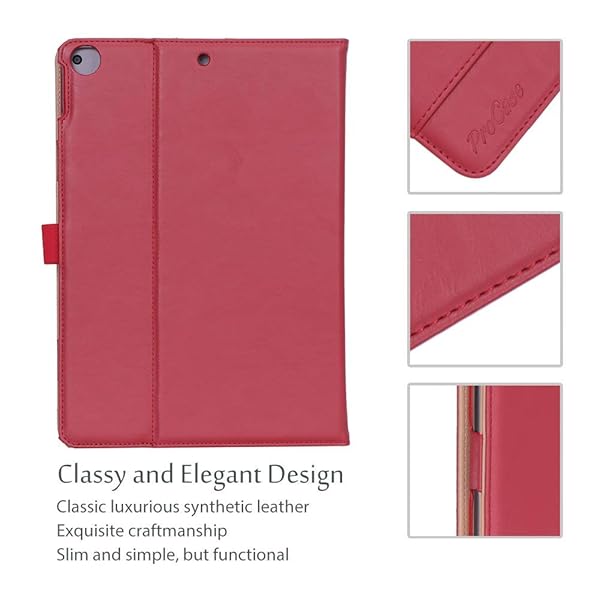 ProCase ProCase Leather Vintage Stand Folio Cover for 2019 iPad 10.2 Inch 7th Generation Protective Case Red - View 7 of 8